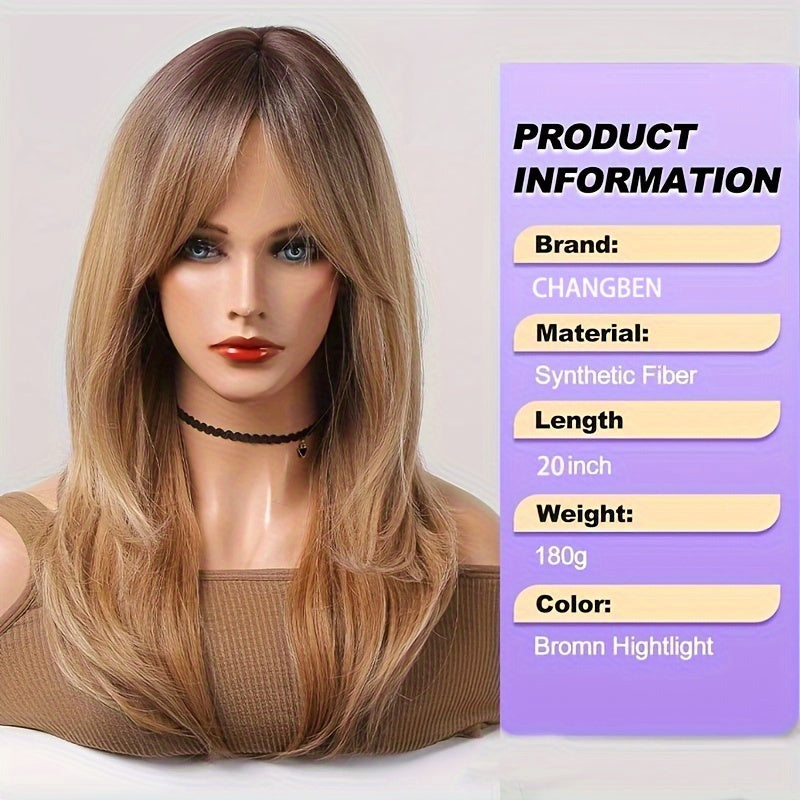 Elegant And Heat-resistant, Non-toxic Wig With Long Curly Hair And Waves, Synthetic Wig With Bangs, Daily Wig, Suitable For The Whole Scene. Simifo