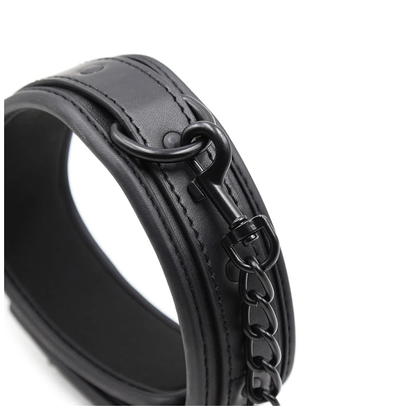 Bdsm Leather Collar with Chain Simifo