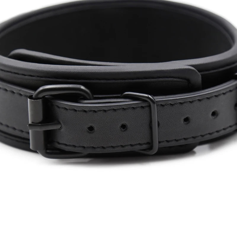 Bdsm Leather Collar with Chain Simifo