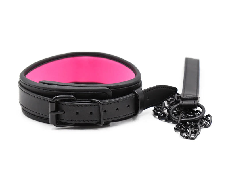 Bdsm Leather Collar with Chain Simifo