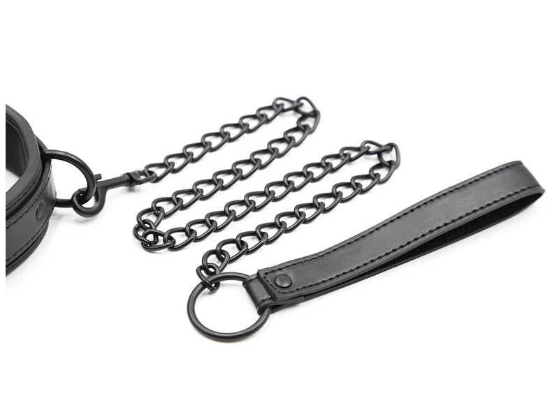 Bdsm Leather Collar with Chain Simifo
