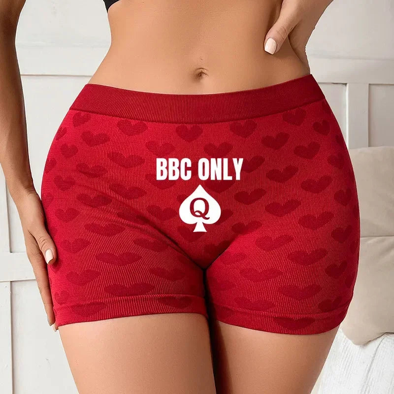 Queen of Spades Love Heart Women's Underwear - High Waisted Breathable Cotton Panties | Red Sexy Lingerie
