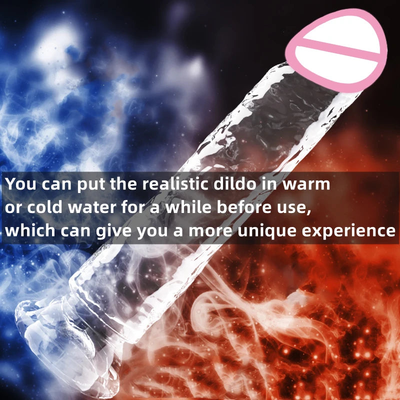 Realistic Dildo Clear Soft Lifelike Sex Toy with Vein Texture Penis for Vagina Anal Stimulation with Strong Suction Cup Adulttoy