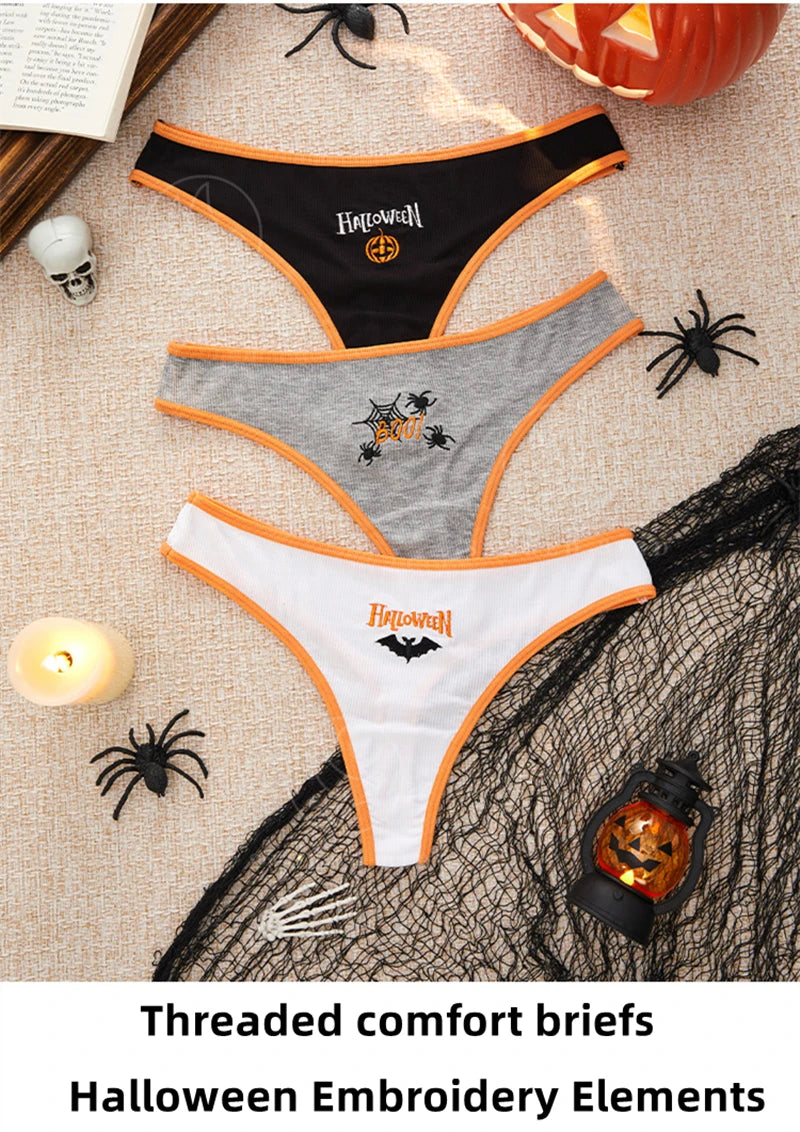 Women's Halloween Pattern Thong Panties - Sexy Low Rise G-String Breathable Comfortable Underwear