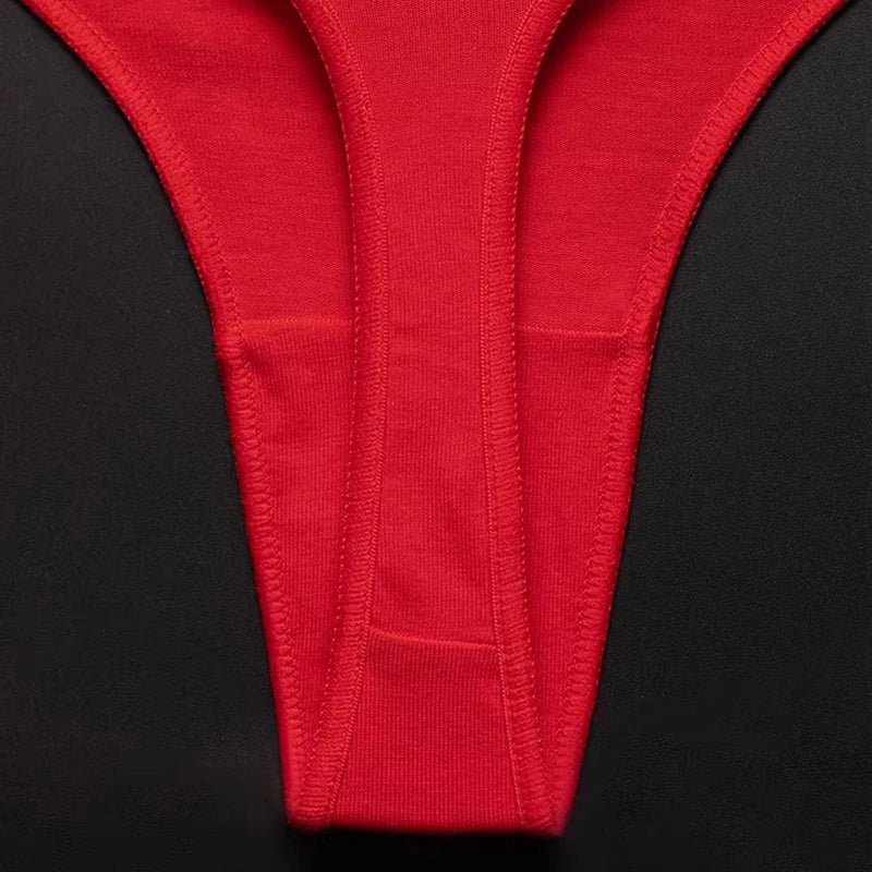 HOT WIFE Red Cotton Seamless Thong - Soft Invisible Breathable Sport Underwear | Women's Lingerie
