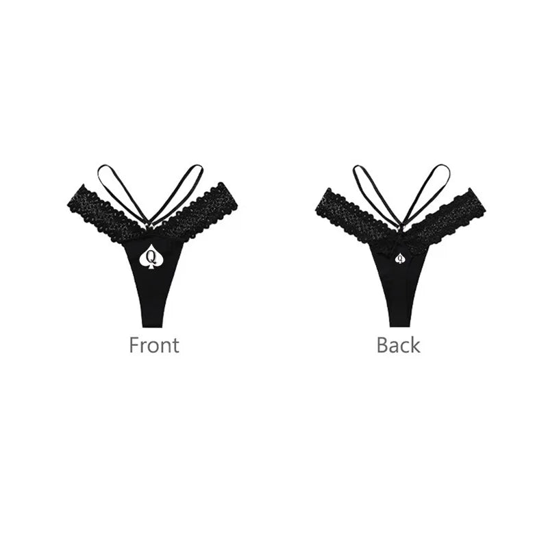 Queen of Spades Print Sexy Thong - Hot Wife Seamless Sports Fitness Underwear | Low Waist Panties