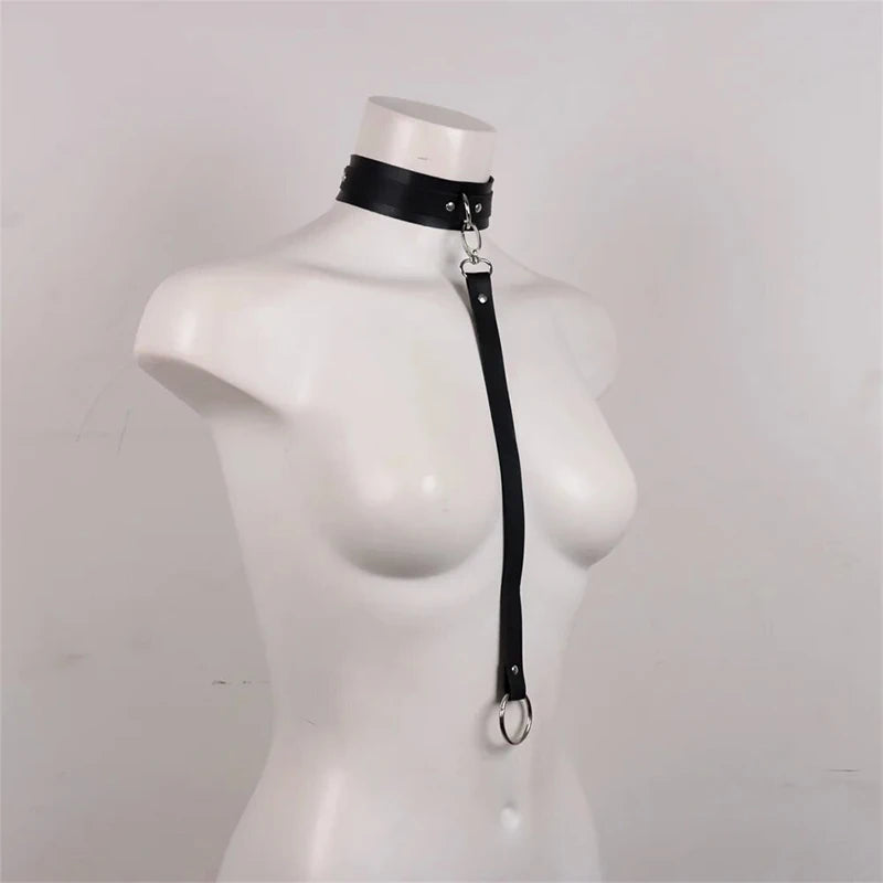 Gothic Leather Garter Belt Set - Sexy Lingerie Harness with Bow Detail
