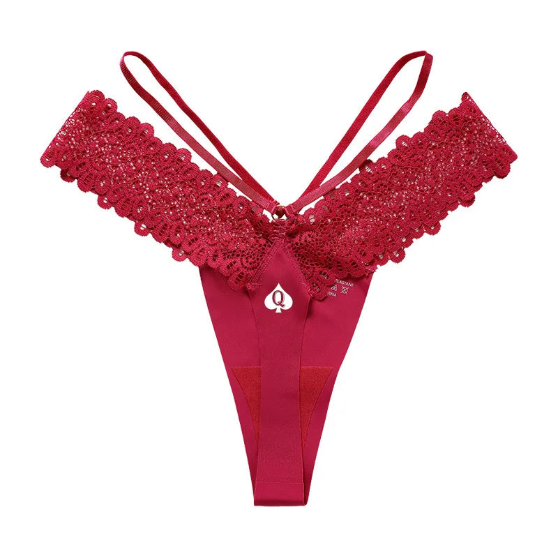 Queen of Spades Print Sexy Thong - Hot Wife Seamless Sports Fitness Underwear | Low Waist Panties