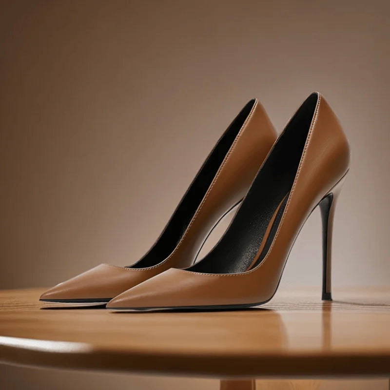 Brown Leather High heels Simifo