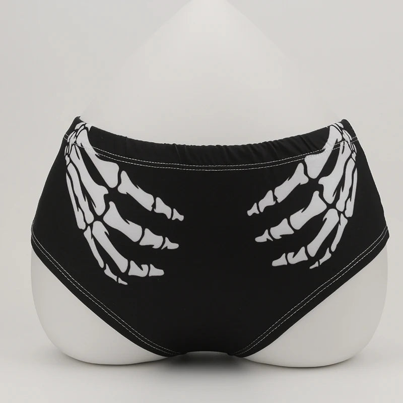 Halloween Skull Cartoon Underwear - Finger Bones Hip-Lifting Thong for Women