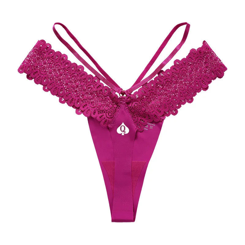 Queen of Spades Print Sexy Thong - Hot Wife Seamless Sports Fitness Underwear | Low Waist Panties