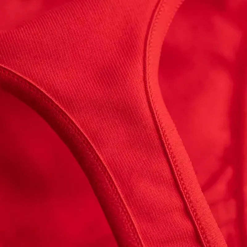 HOT WIFE Red Cotton Seamless Thong - Soft Invisible Breathable Sport Underwear | Women's Lingerie