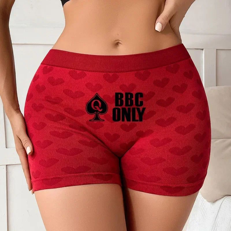 Queen of Spades Love Heart Women's Underwear - High Waisted Breathable Cotton Panties | Red Sexy Lingerie