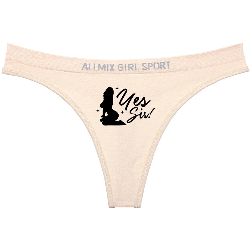 YES SIR Sexy Letters Print Underwear - Women's Seamless Low Waist Panties | Sports Fitness Brief
