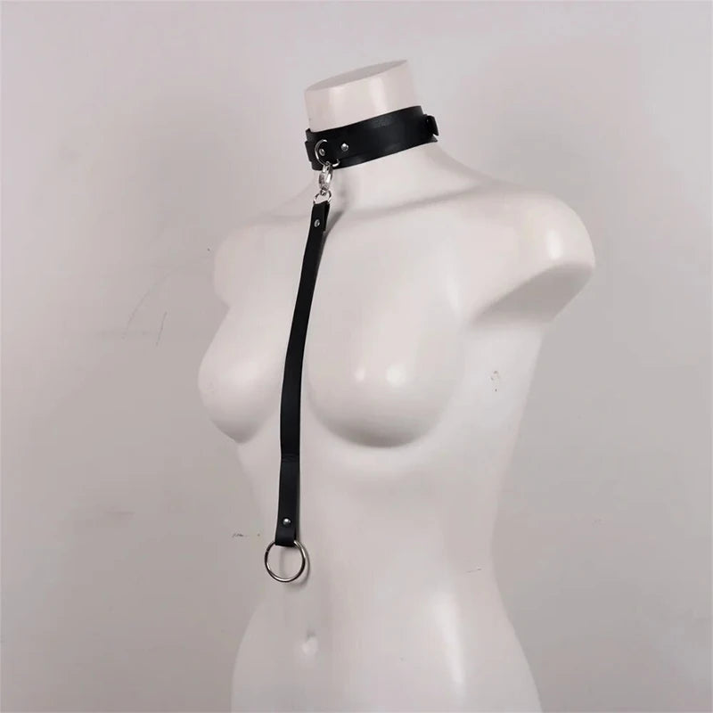 Gothic Leather Garter Belt Set - Sexy Lingerie Harness with Bow Detail
