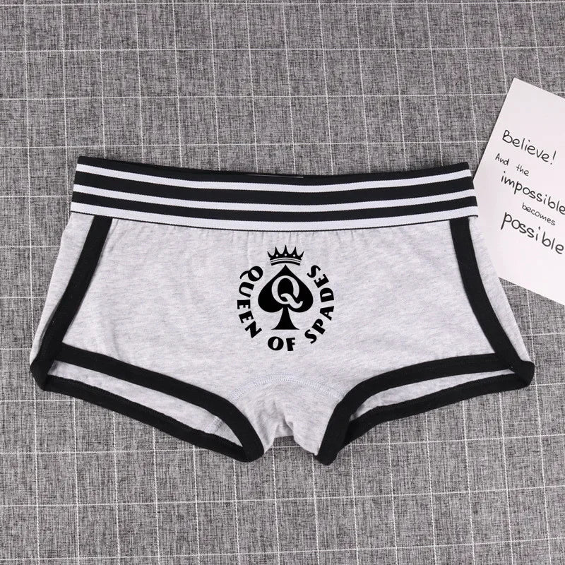 Queen of Spades Cotton Boyshort - Women's Breathable QOS Underwear | Cute Comfortable Panties