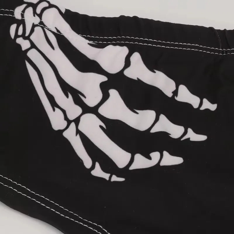 Halloween Skull Cartoon Underwear - Finger Bones Hip-Lifting Thong for Women