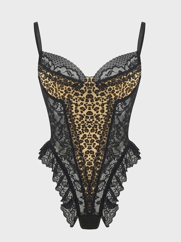 Sexy Lace Leopard Bodysuit