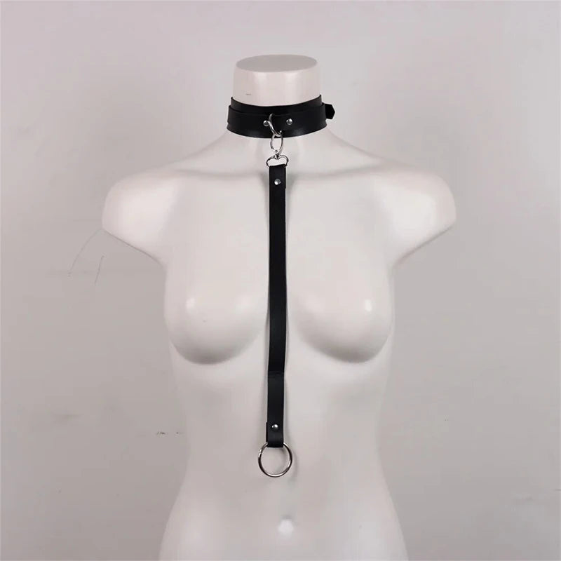 Gothic Leather Garter Belt Set - Sexy Lingerie Harness with Bow Detail