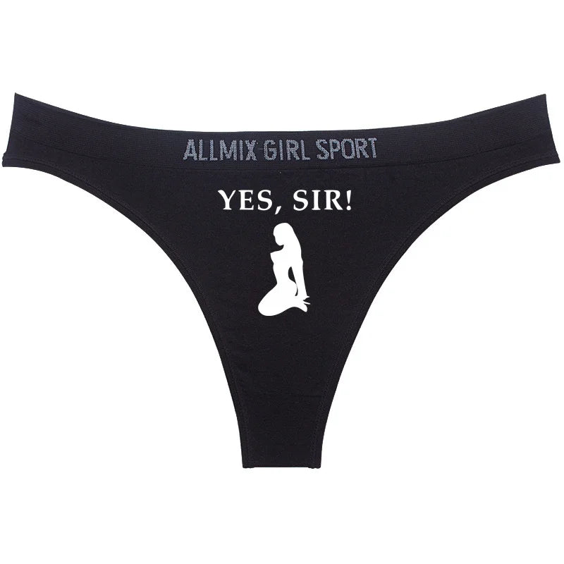 YES SIR Sexy Letters Print Underwear - Women's Seamless Low Waist Panties | Sports Fitness Brief
