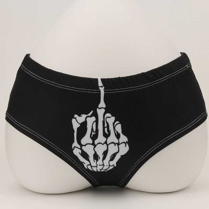 Halloween Skull Cartoon Underwear - Finger Bones Hip-Lifting Thong for Women