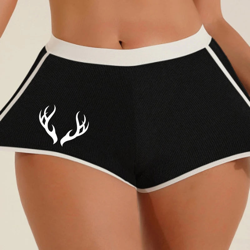Cuckold Antlers Women's Boxer Shorts - Seamless Hip Lifting Sports Underwear | Solid Color Boyshort