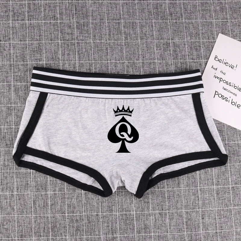 Queen of Spades Cotton Boyshort - Women's Breathable QOS Underwear | Cute Comfortable Panties