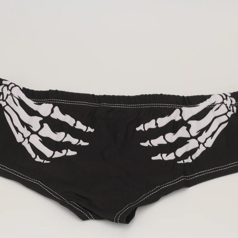 Halloween Skull Cartoon Underwear - Finger Bones Hip-Lifting Thong for Women