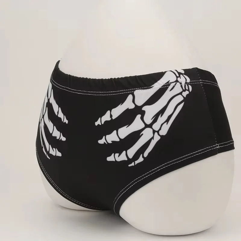 Halloween Skull Cartoon Underwear - Finger Bones Hip-Lifting Thong for Women