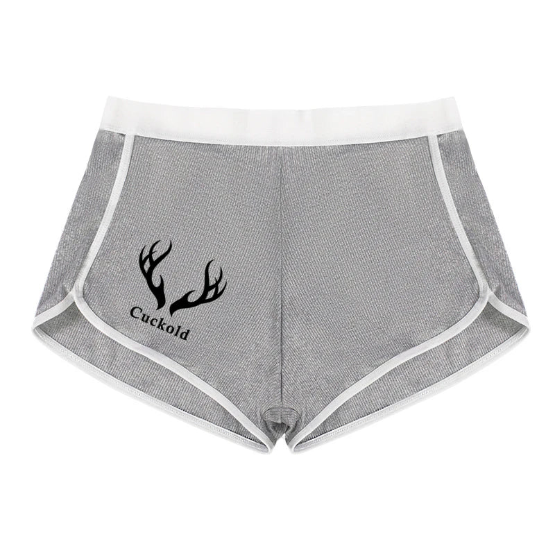Cuckold Antlers Women's Boxer Shorts - Seamless Hip Lifting Sports Underwear | Solid Color Boyshort