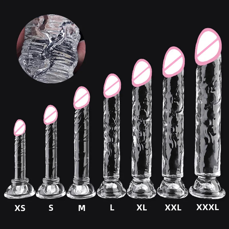 Realistic Dildo Clear Soft Lifelike Sex Toy with Vein Texture Penis for Vagina Anal Stimulation with Strong Suction Cup Adulttoy