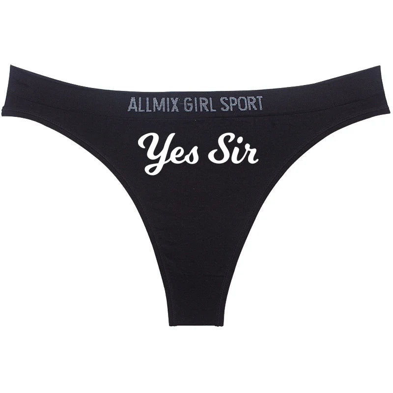 YES SIR Sexy Letters Print Underwear - Women's Seamless Low Waist Panties | Sports Fitness Brief
