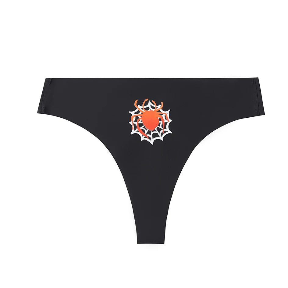 Women's Halloween Thong Panties - Sexy Pumpkin Print G-String Lingerie Breathable Soft Underwear