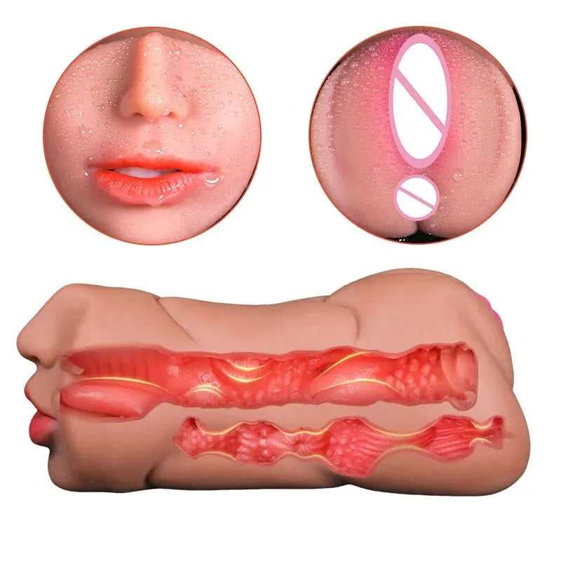 3-in-1 Male Masturbator - Deep Throat, Vagina & Oral Stroker | Realistic TPE Pleasure Toy