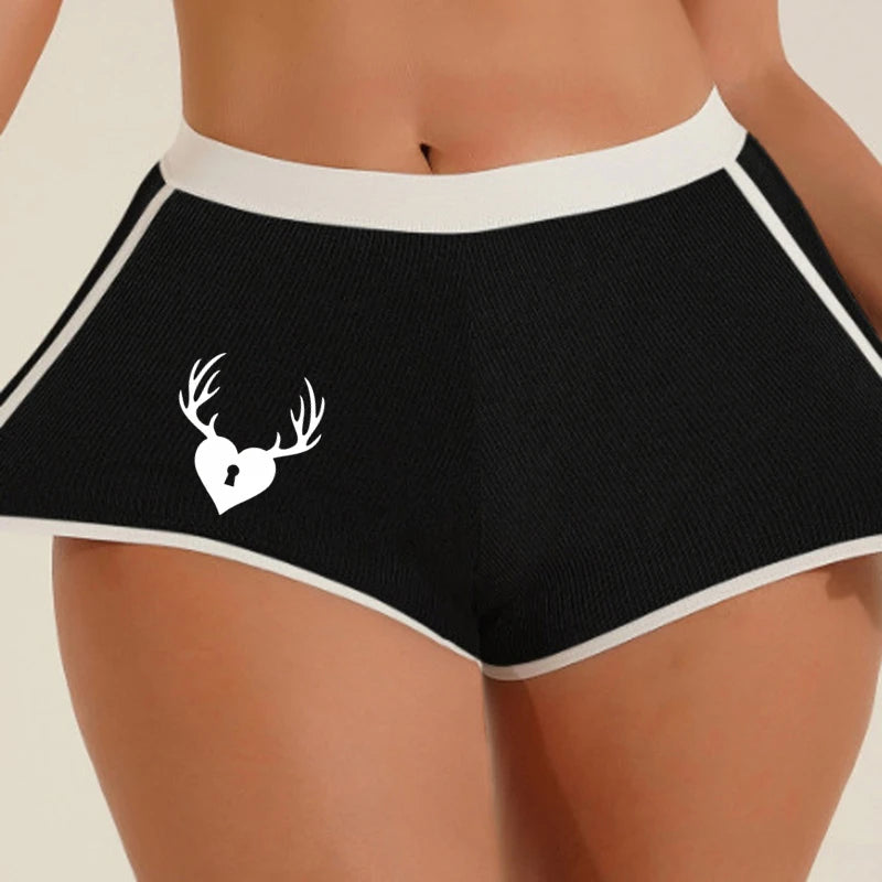Cuckold Antlers Women's Boxer Shorts - Seamless Hip Lifting Sports Underwear | Solid Color Boyshort