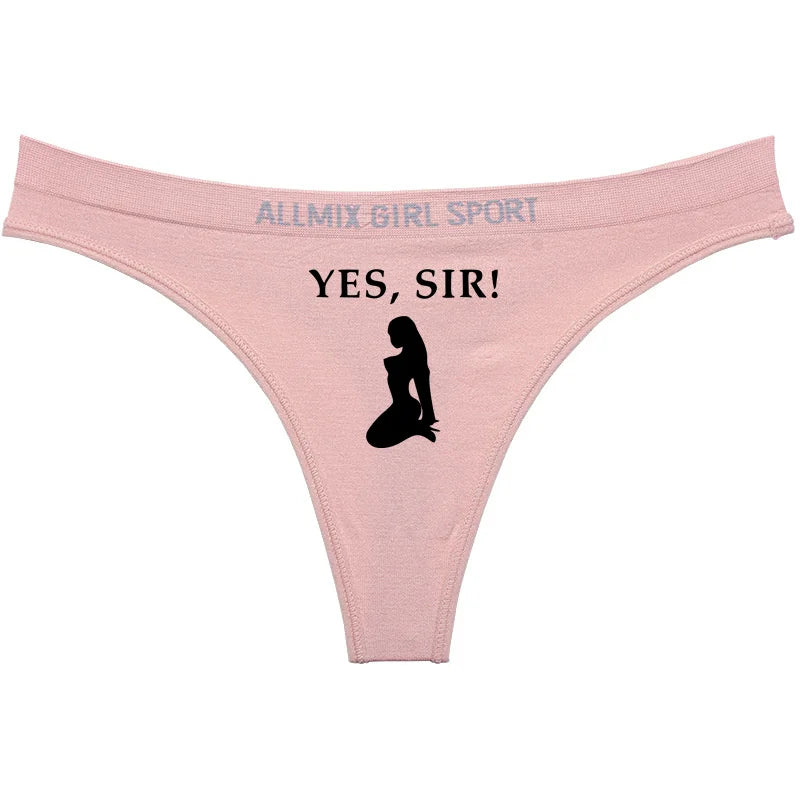 YES SIR Sexy Letters Print Underwear - Women's Seamless Low Waist Panties | Sports Fitness Brief