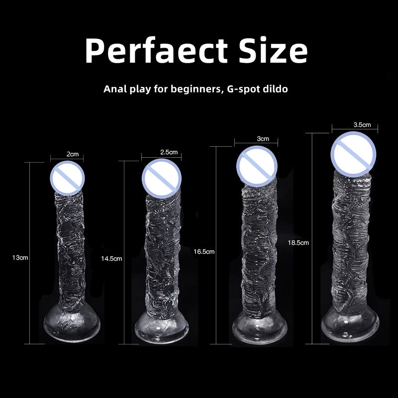 Realistic Dildo Clear Soft Lifelike Sex Toy with Vein Texture Penis for Vagina Anal Stimulation with Strong Suction Cup Adulttoy