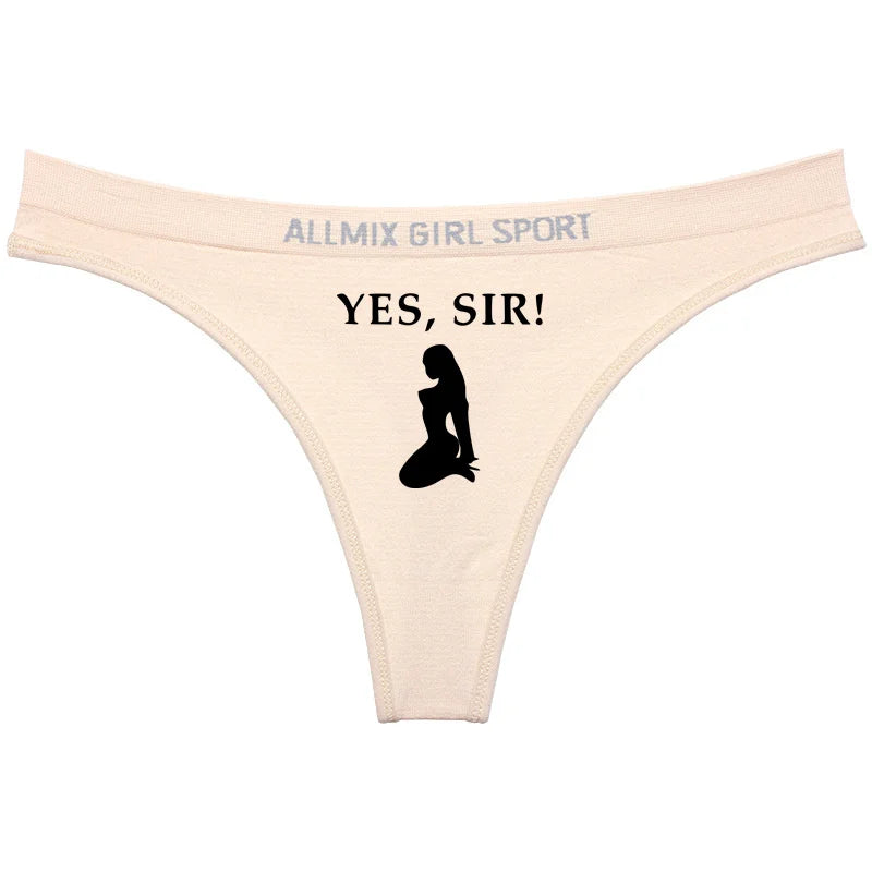 YES SIR Sexy Letters Print Underwear - Women's Seamless Low Waist Panties | Sports Fitness Brief