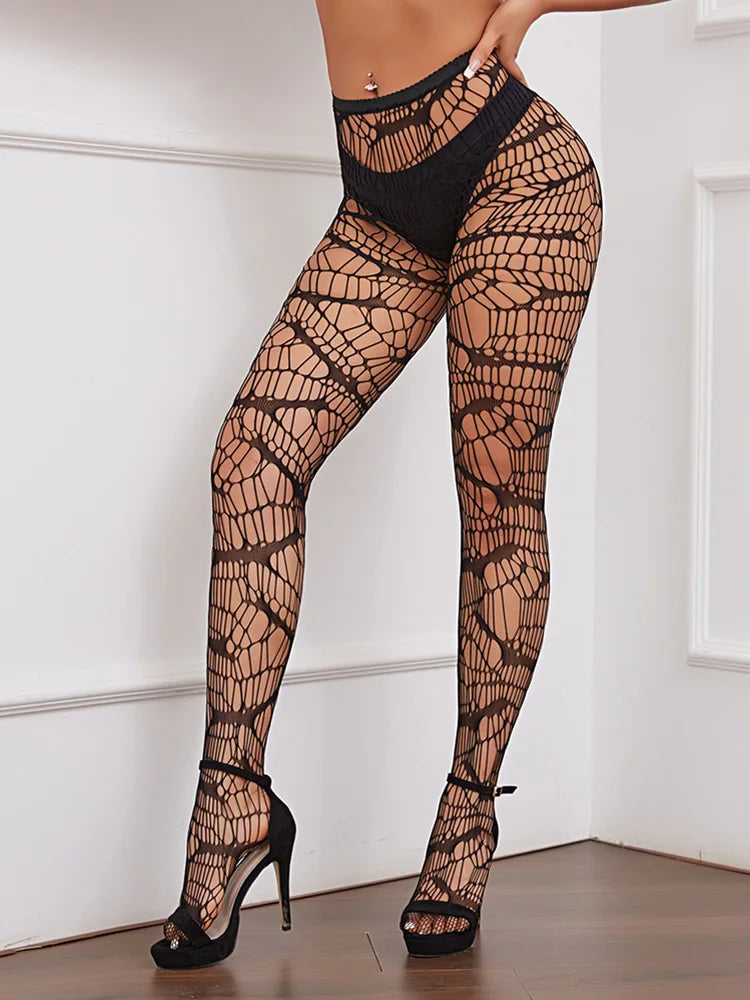 Halloween Bat Pattern Fishnet Tights - Gothic Punk Mesh Pantyhose for Women