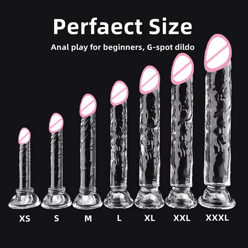 Realistic Dildo Clear Soft Lifelike Sex Toy with Vein Texture Penis for Vagina Anal Stimulation with Strong Suction Cup Adulttoy