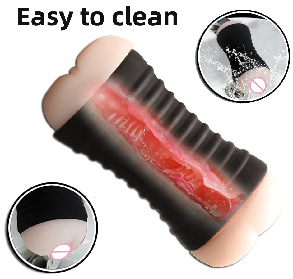 Realistic Vagina & Anal Male Masturbator Cup - Pocket Pussy Stroker | Men's Adult Pleasure Toy
