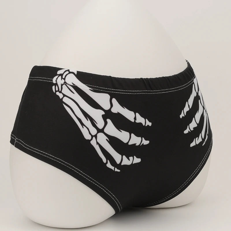Halloween Skull Cartoon Underwear - Finger Bones Hip-Lifting Thong for Women