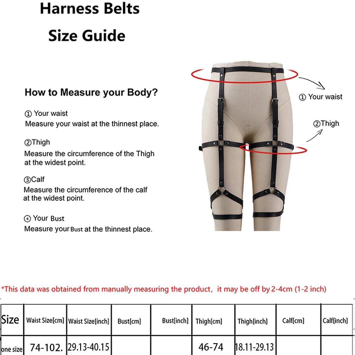 Women's Leather Harness Belt Set - Gothic Body Harness with Waist & Leg Garter | Punk Fashion Accessory