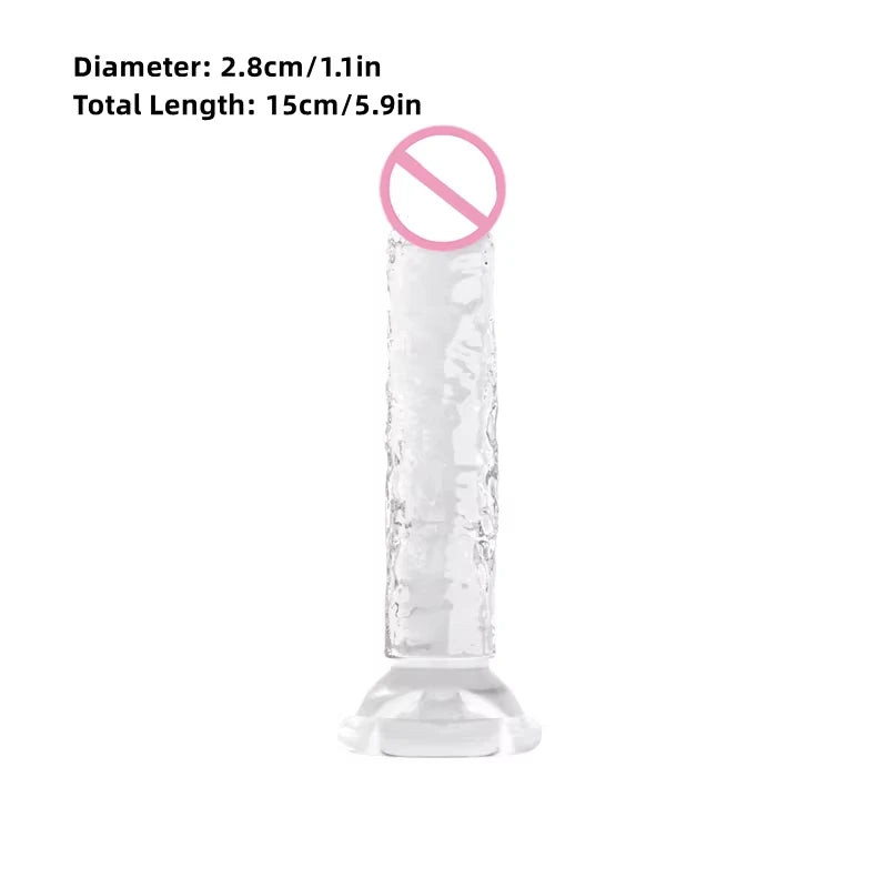 Realistic Dildo Clear Soft Lifelike Sex Toy with Vein Texture Penis for Vagina Anal Stimulation with Strong Suction Cup Adulttoy