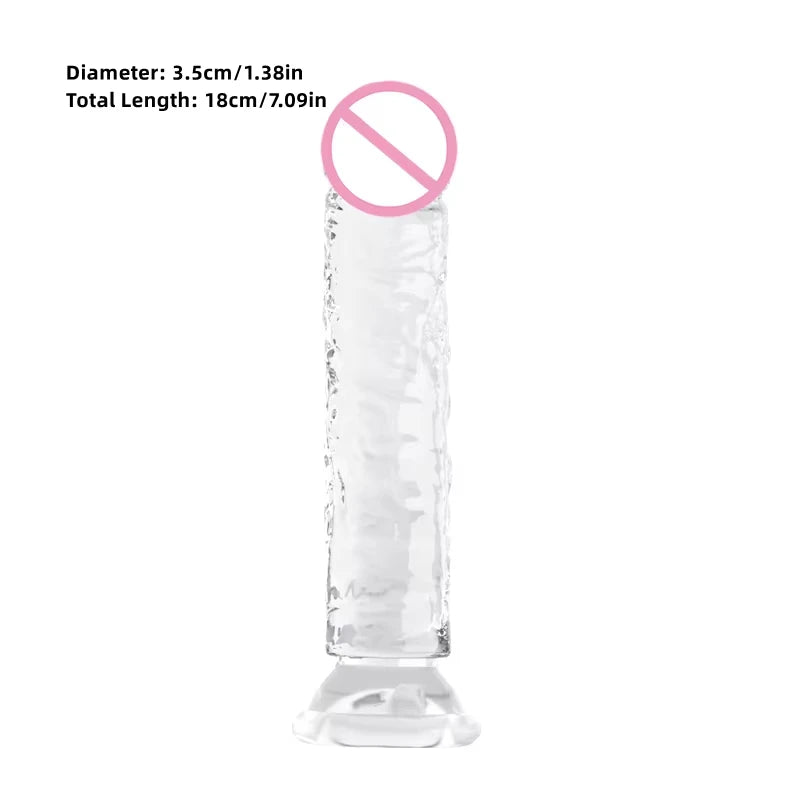 Realistic Dildo Clear Soft Lifelike Sex Toy with Vein Texture Penis for Vagina Anal Stimulation with Strong Suction Cup Adulttoy