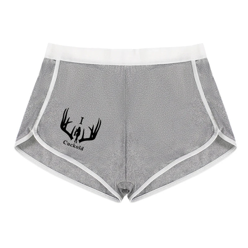 Cuckold Antlers Women's Boxer Shorts - Seamless Hip Lifting Sports Underwear | Solid Color Boyshort
