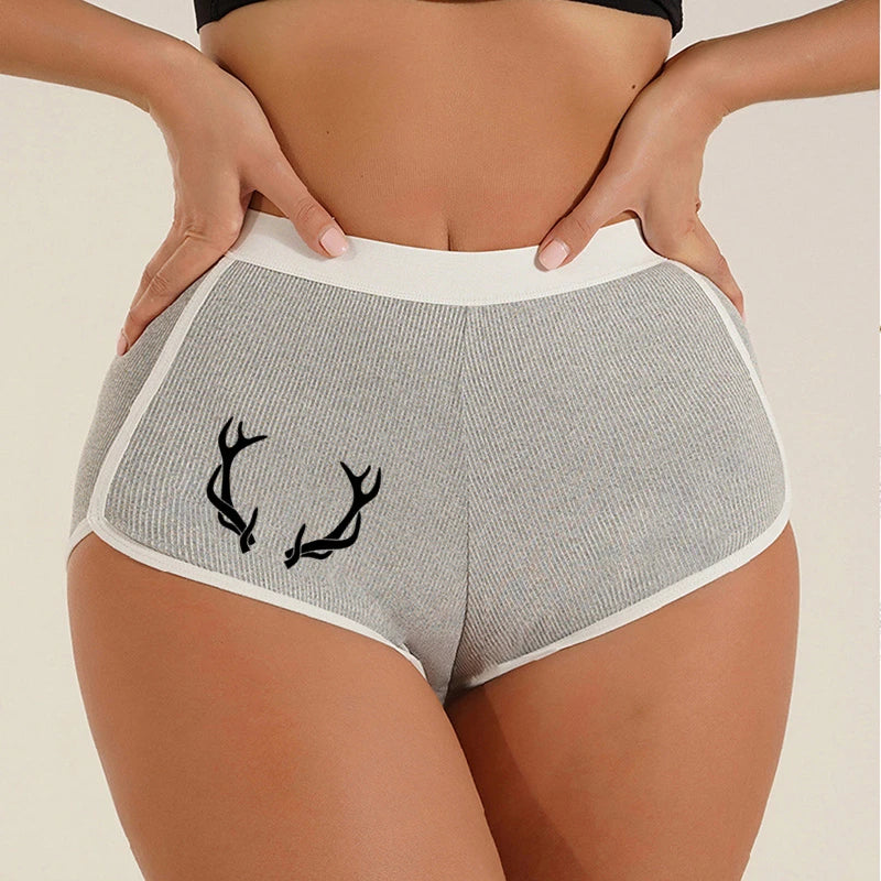 Cuckold Antlers Women's Boxer Shorts - Seamless Hip Lifting Sports Underwear | Solid Color Boyshort