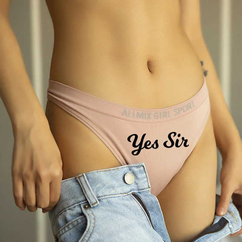 YES SIR Sexy Letters Print Underwear - Women's Seamless Low Waist Panties | Sports Fitness Brief