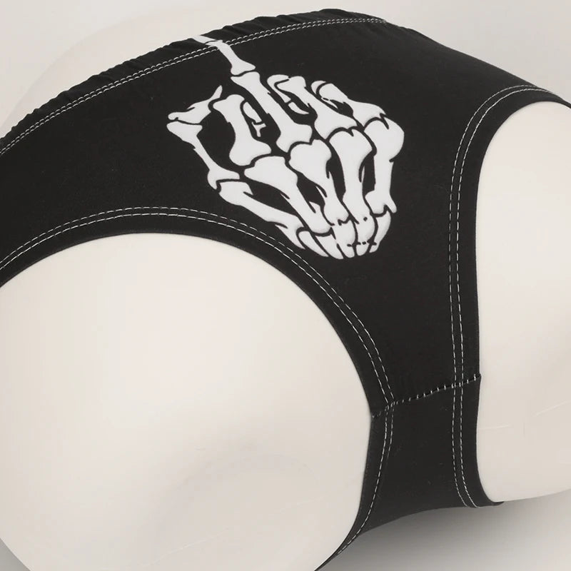 Halloween Skull Cartoon Underwear - Finger Bones Hip-Lifting Thong for Women
