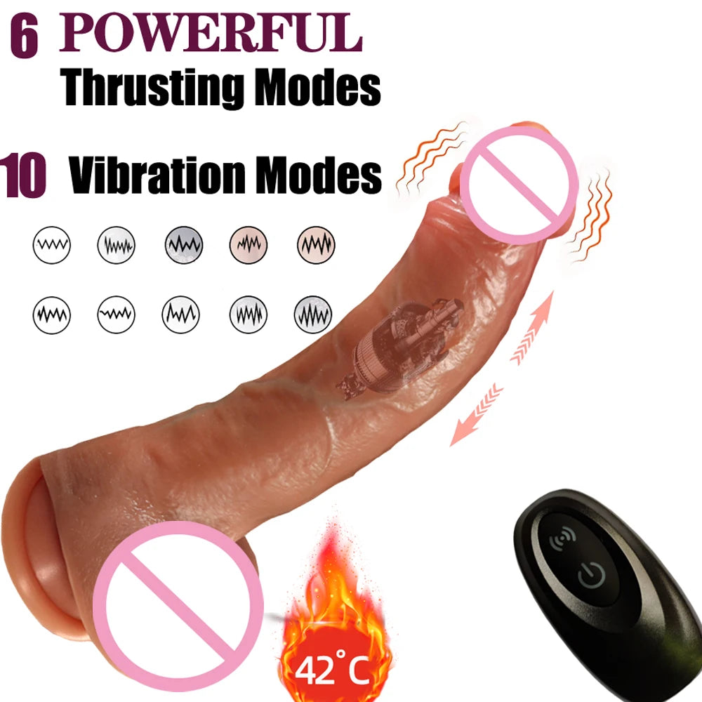 Realistic Telescopic Dildo Vibrate & Heating